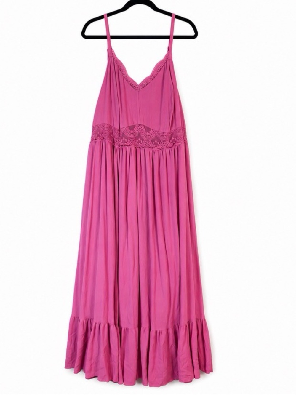 torrid plus size Hot Pink Lace-Trim Maxi Dress